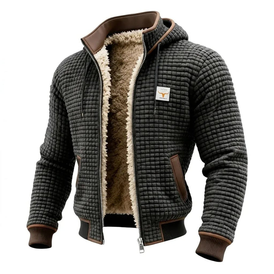 Sherpa-Lined Waffle Jacket