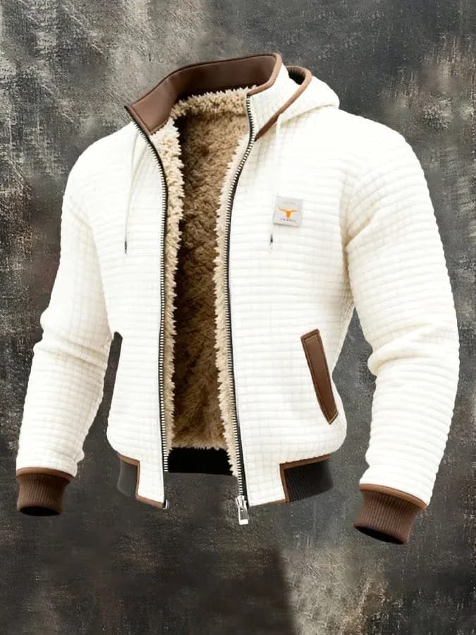 Sherpa-Lined Waffle Jacket