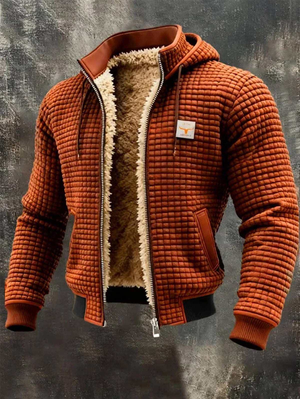 Sherpa-Lined Waffle Jacket