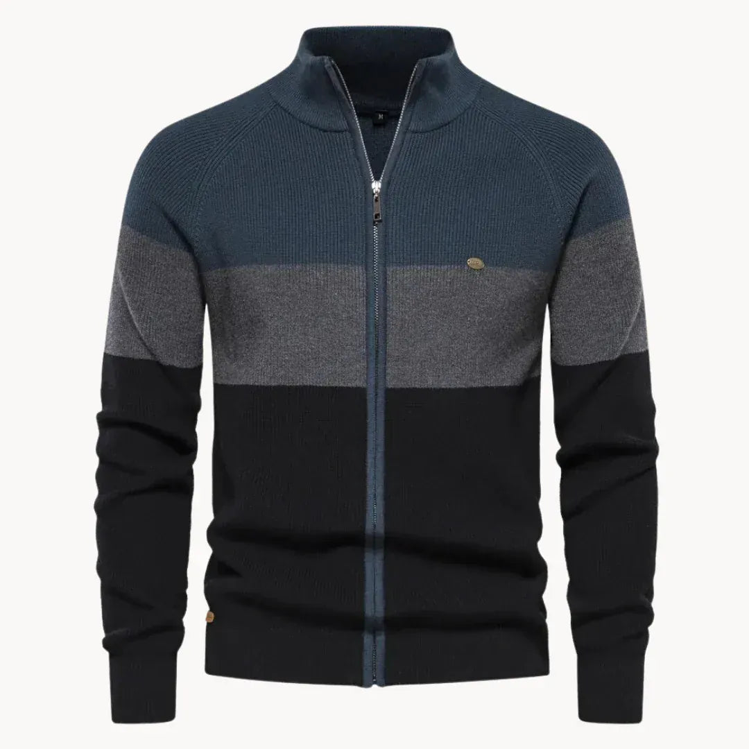 Colorblock Zip Cardigan