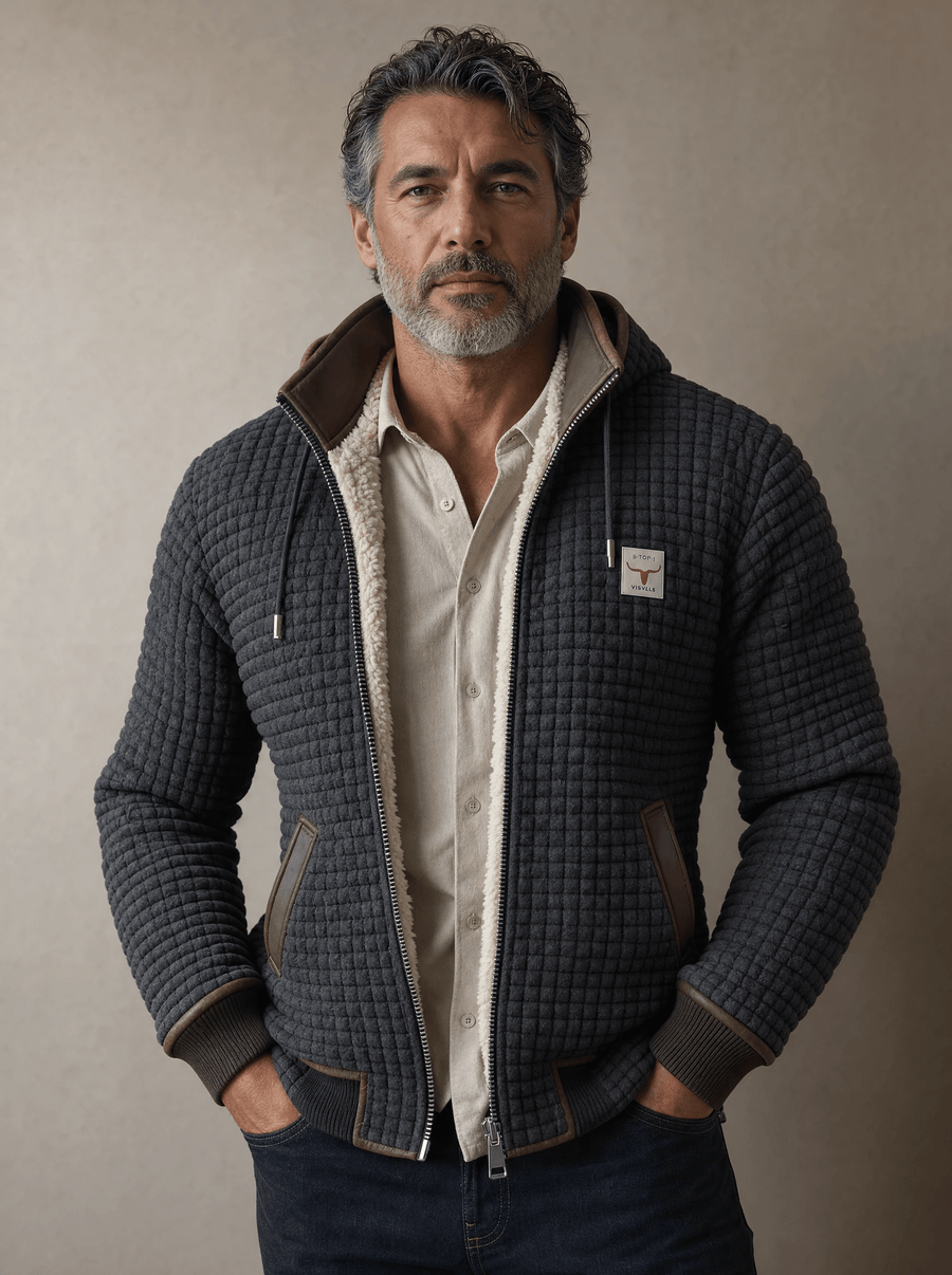 Sherpa-Lined Waffle Jacket