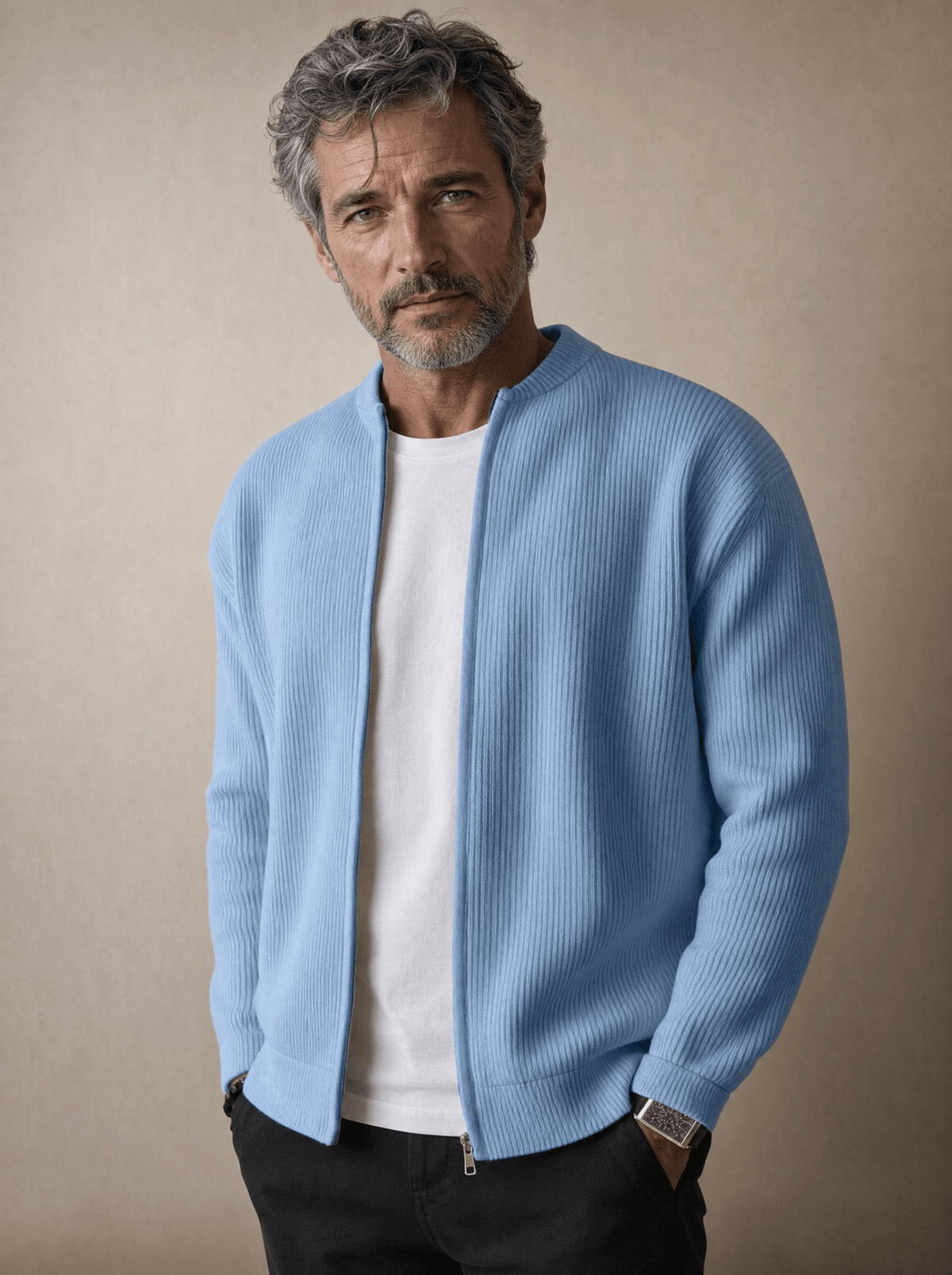 Ribbed Zip Cardigan